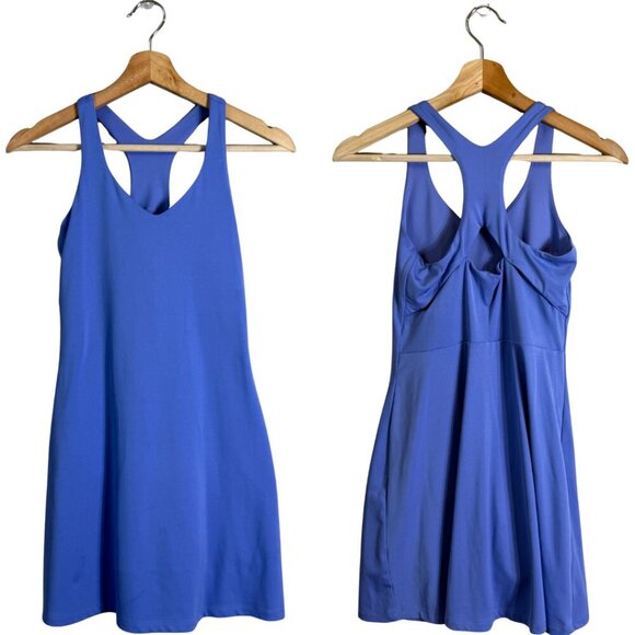 Girlfriend Collective Alpine Lola V-Neck Mini Dress Women's Small Blue Tennis - Picture 1 of 12